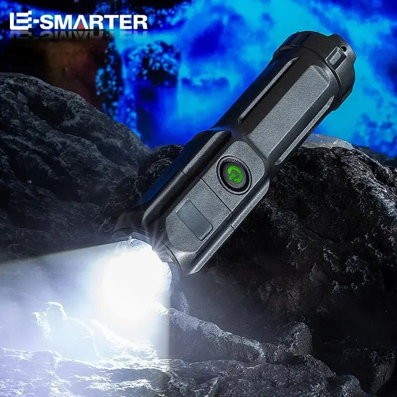 Telescopic Zoom Tactical Flashlights Rechargeable LED Torch 4 Lighting Modes Long-Range Waterproof Camping Fishing Flashlight