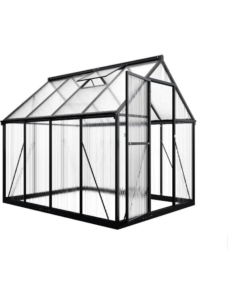 6x7.5 FT Greenhouse for Outdoors, Polycarbonate Greenhouse with Quick Setup Structure and Roof Vent, Aluminum Large