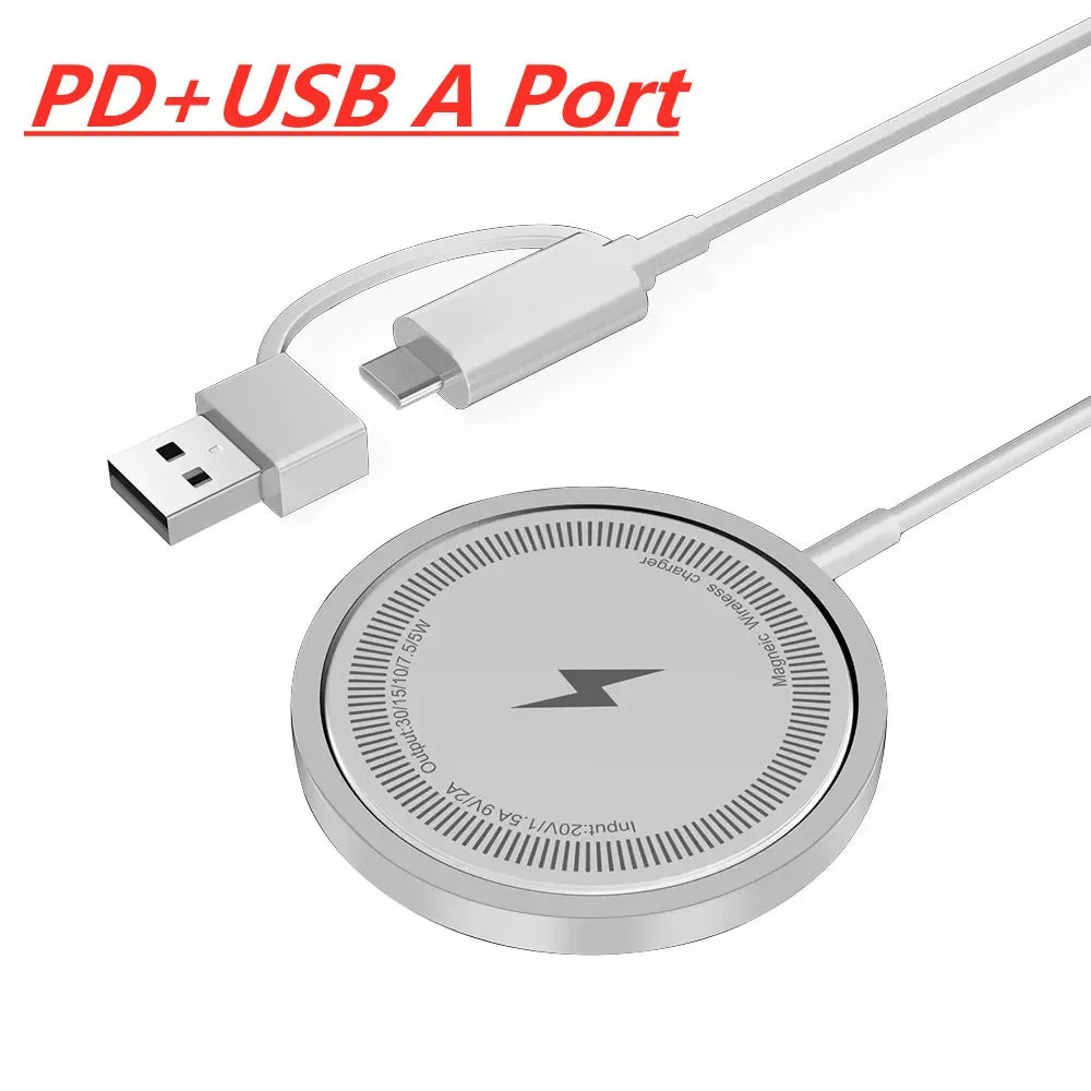 30W Magnetic Wireless Charger For iPhone 15 11 12 13 14 Pro Max USB Type C Fast Charging For Samsung S22 S23 Ultra Plus Charger