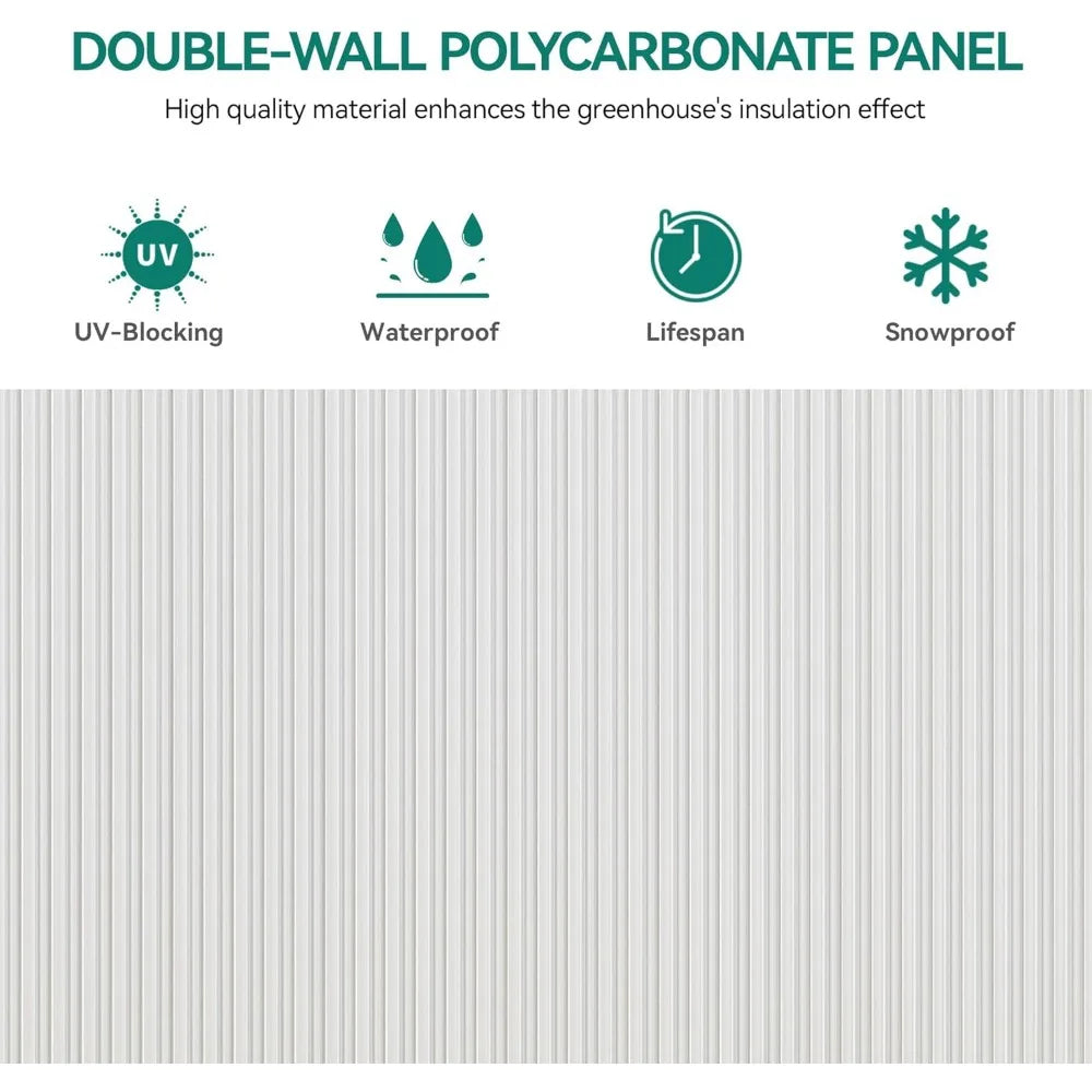 10x12FT Polycarbonate Greenhouse Heavy Duty Green Houses Aluminum Greenhouses Walk-in Greenhouse