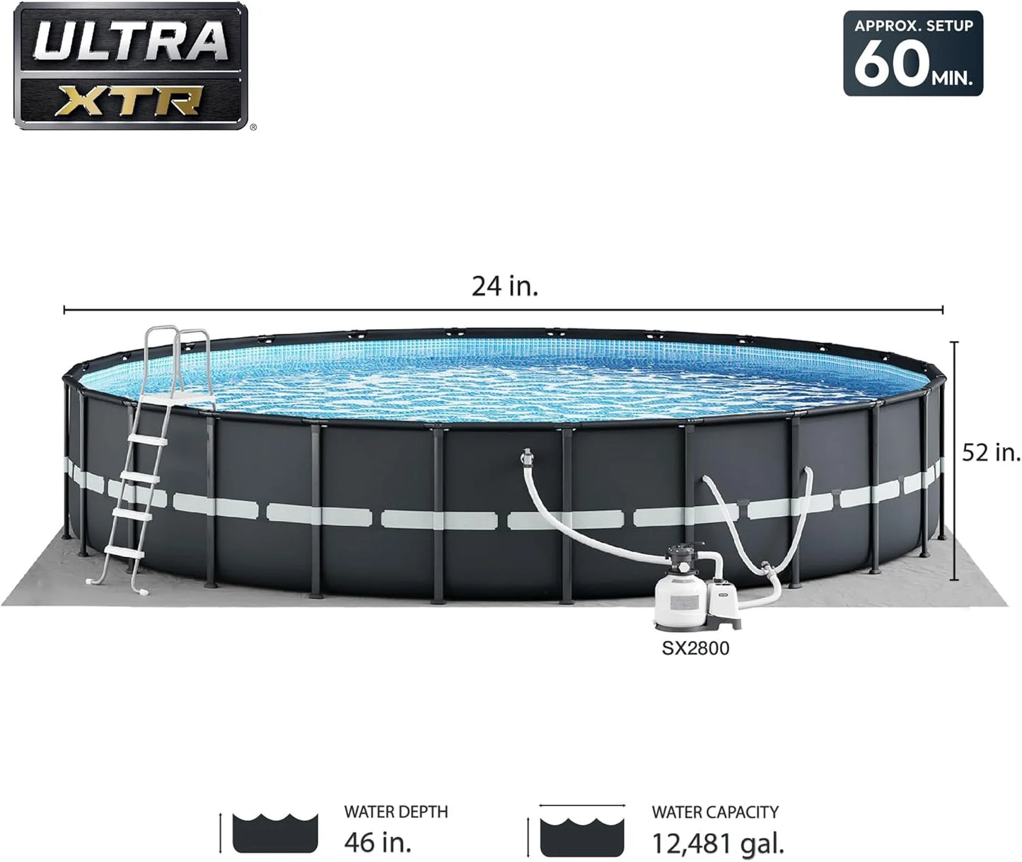 Ultra XTR Deluxe Above Ground Swimming Pool Set, Includes Cartridge Sand Filter Pump, SuperTough Puncture Resistant