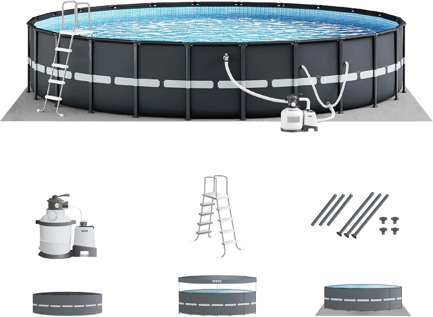 Ultra XTR Deluxe Above Ground Swimming Pool Set, Includes Cartridge Sand Filter Pump, SuperTough Puncture Resistant