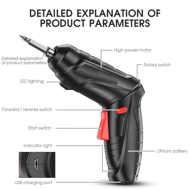 3.6v Power Tools Set Household Maintenance Repair 1800mAh Lithium Battery Mini Household Electric Drill Cordless Screwdriver