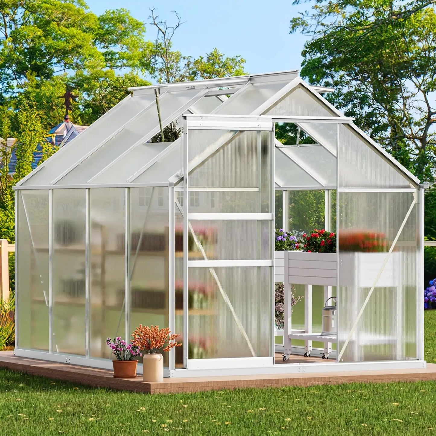 10x12FT Polycarbonate Greenhouse Heavy Duty Green Houses Aluminum Greenhouses Walk-in Greenhouse