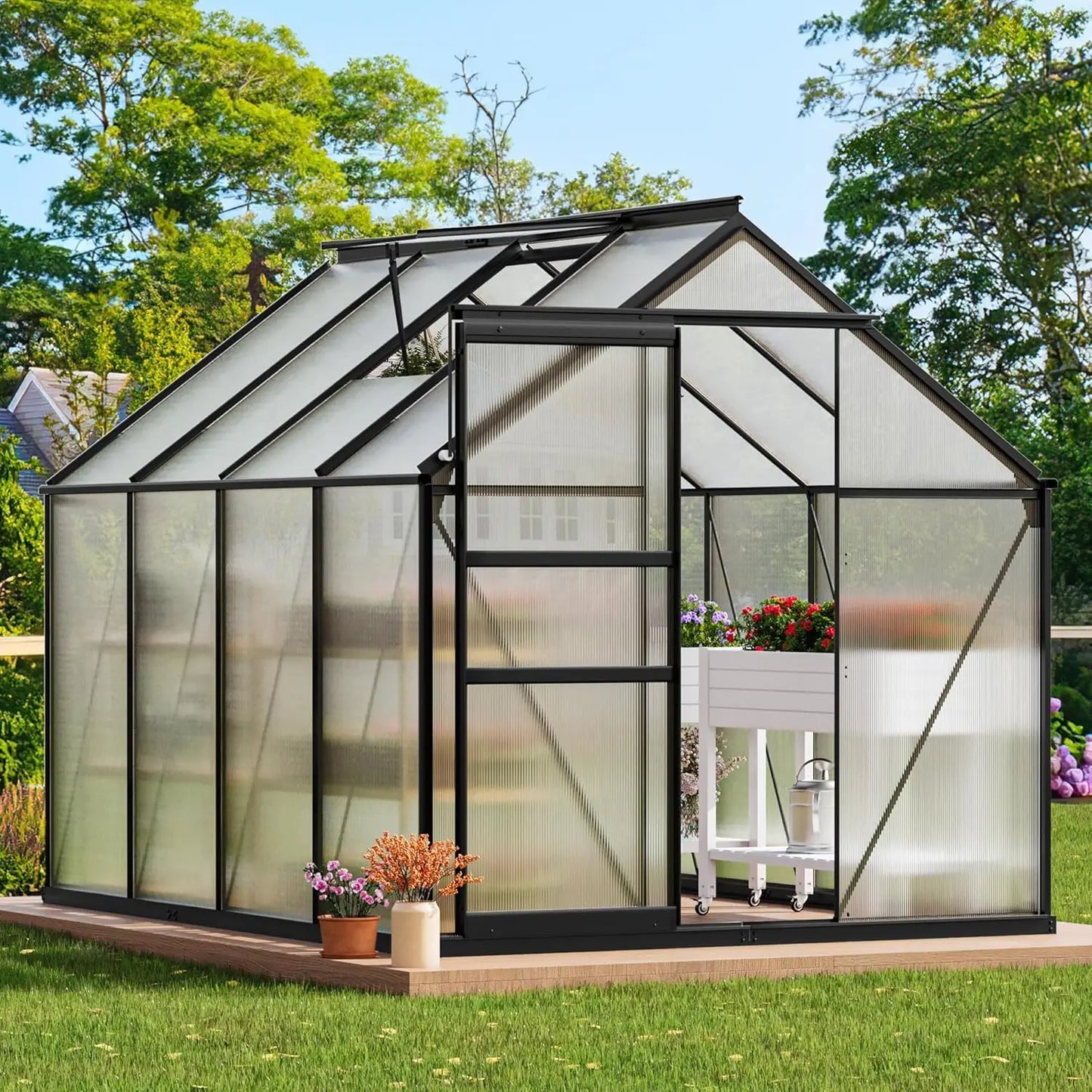 10x12FT Polycarbonate Greenhouse Heavy Duty Green Houses Aluminum Greenhouses Walk-in Greenhouse