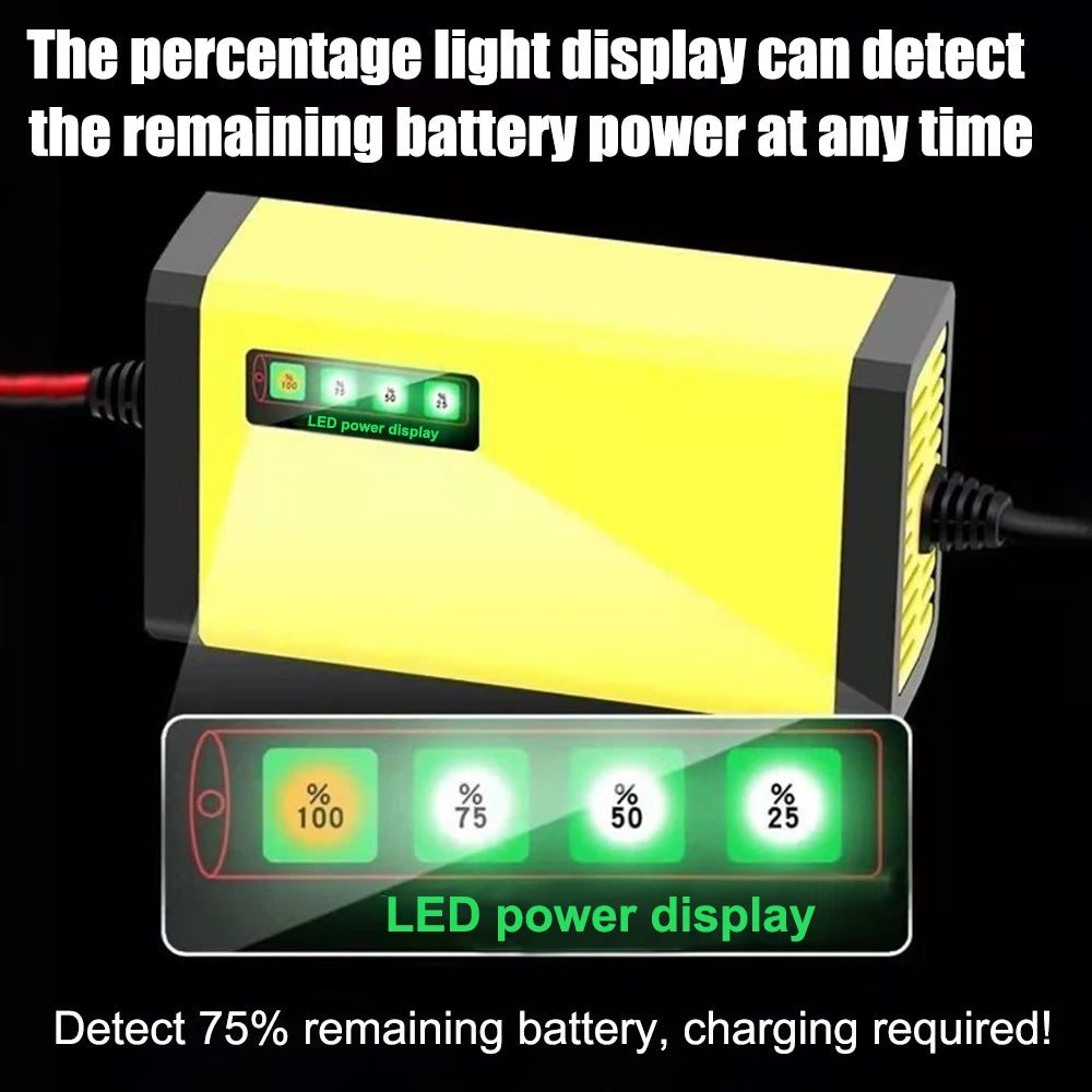 12V 2A Car Battery Charger 220V Power Puls Repair Charger Wet Dry Lead Acid Battery LED Display Moto Truck Battery Charger